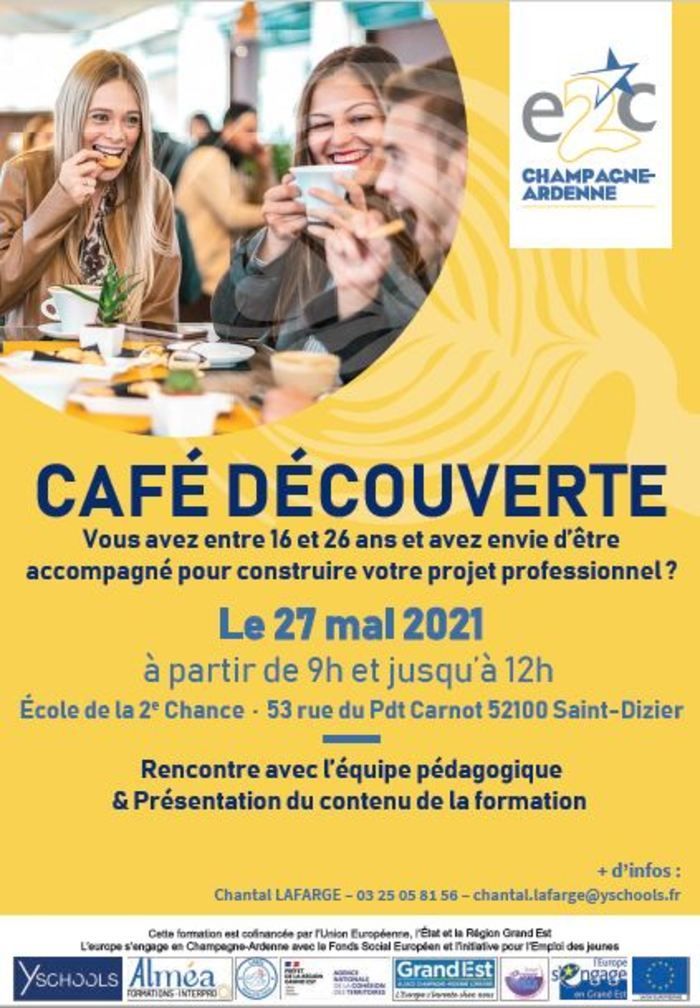 L'E2C organise un café découverte le 27 mai afin de proposer aux jeunes entre 16 et 26 ans un accompagnement dans leur projet professionnel.