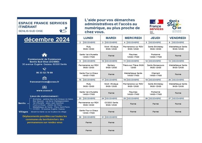 Planning décembre 2024