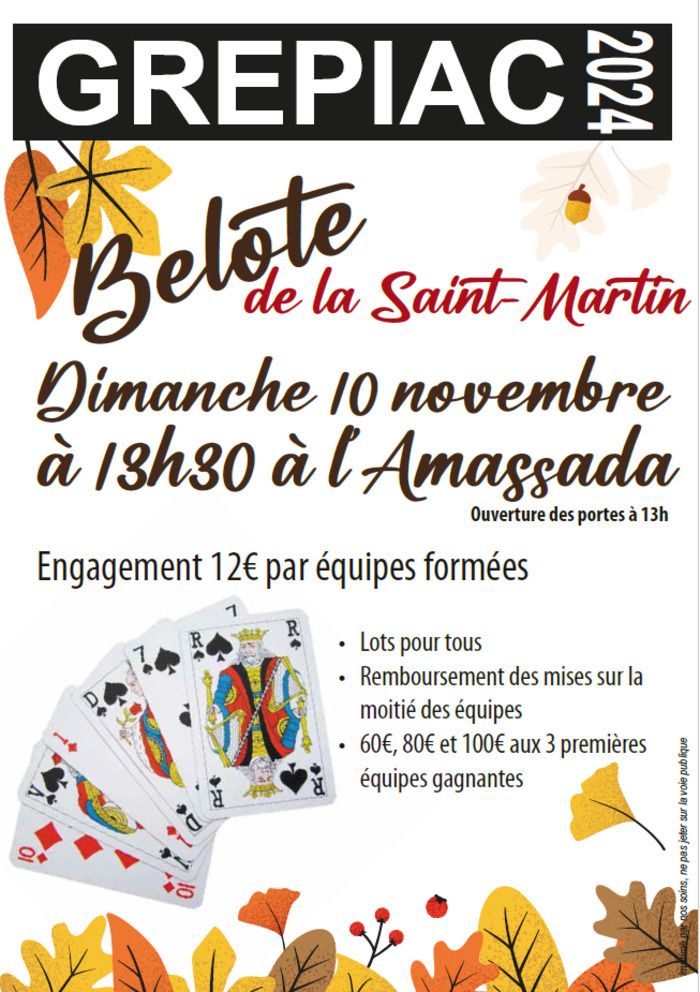 La Belote Grépiacoise vous propose une animation pendant la fête de la Saint Martin