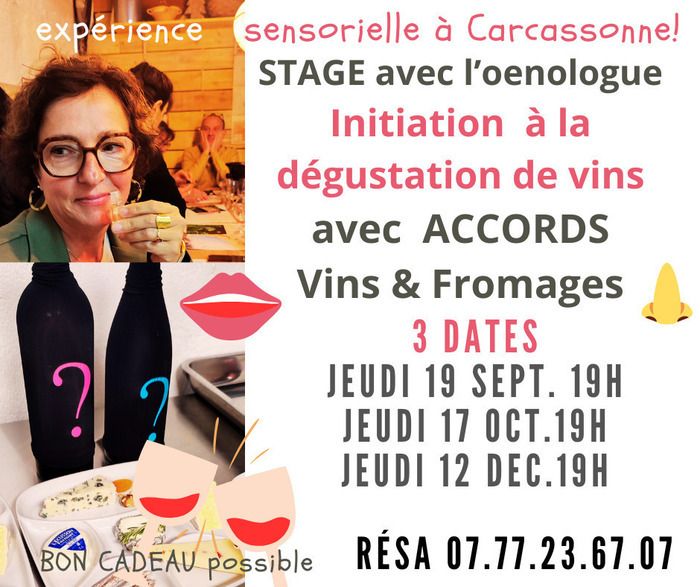 Expérience sensorielle ludique et conviviale avec accords Vins et Fromages animée par l'Oenologue. Atelier dînatoire en petit groupe. Pas de niveau requis.Bon cadeau possible. Privatisation possible.