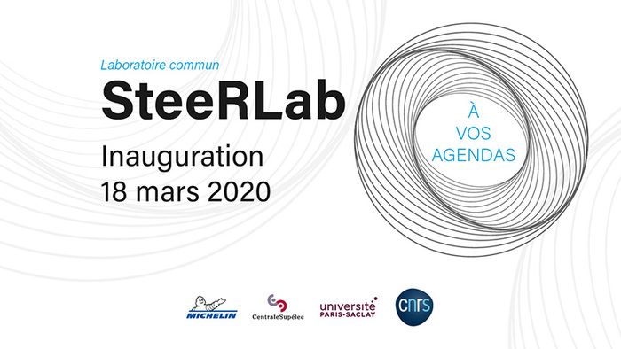 Le Groupe Michelin, le CNRS, CentraleSupélec et l'Université Paris-Saclay inaugurent le laboratoire commun SteeRLab mercredi 18 mars à partir de 14h à CentraleSupélec (Amphi I, bâtiment Eiffel).