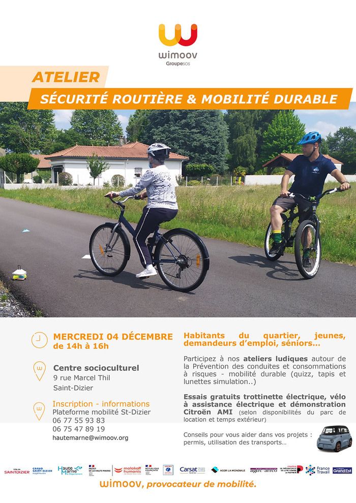 Ateliers ludiques sur la prévention des risques, mobilité durable, essais de véhicules électriques et conseils transport.