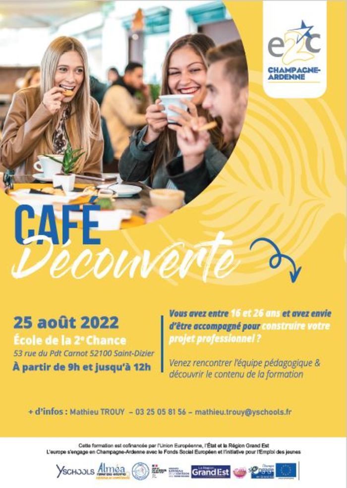 L'E2C organise un café découverte afin de proposer aux jeunes entre 16 et 26 ans un accompagnement dans leur projet professionnel