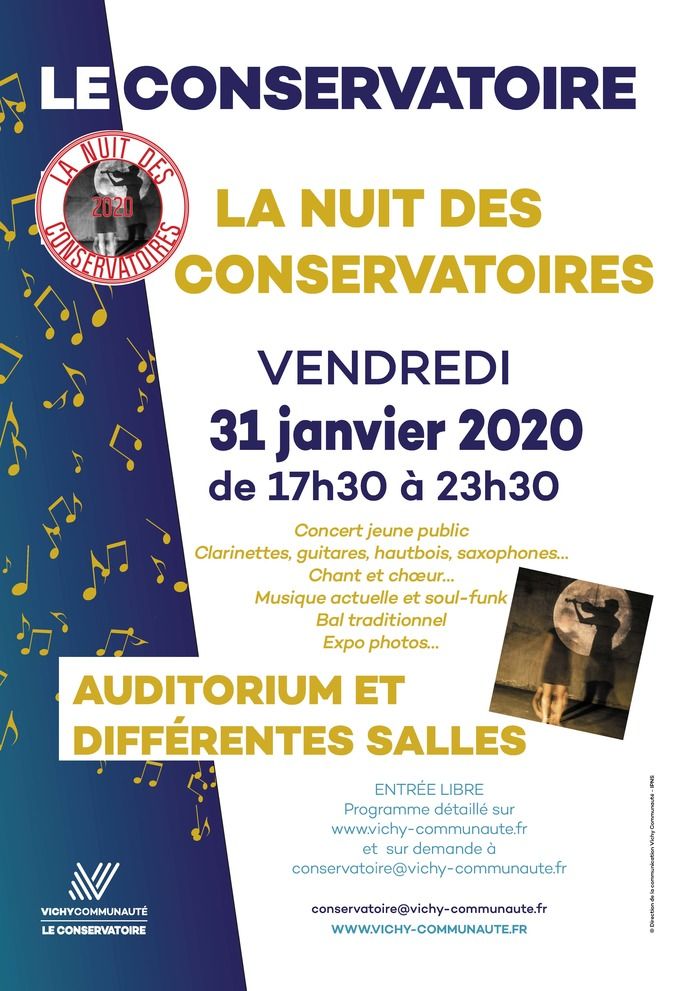 La Nuit est un évènement  national qui se déroule pour la première fois au nouveau Conservatoire de Vichy Communauté le vendredi 31 janvier 2020