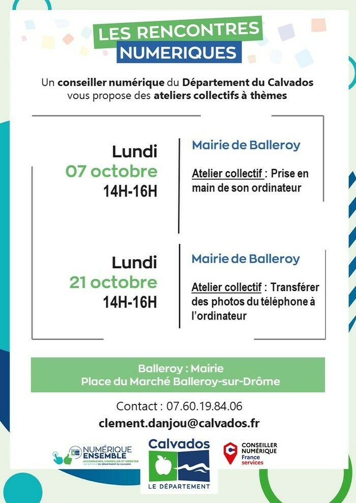 ateliers portant sur la prise en main de l'appareil et sur le transfert de données depuis le téléphone vers l'ordinateur.