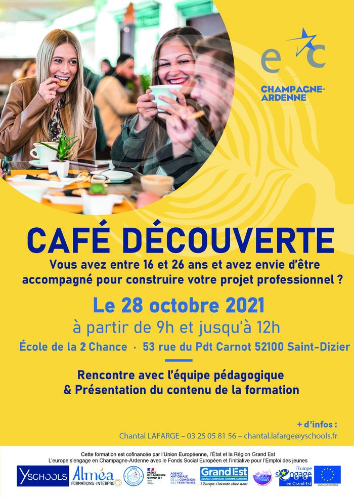 L'E2C organise son prochain café découverte afin de proposer aux jeunes entre 16 et 26 ans un accompagnement dans leur projet professionnel