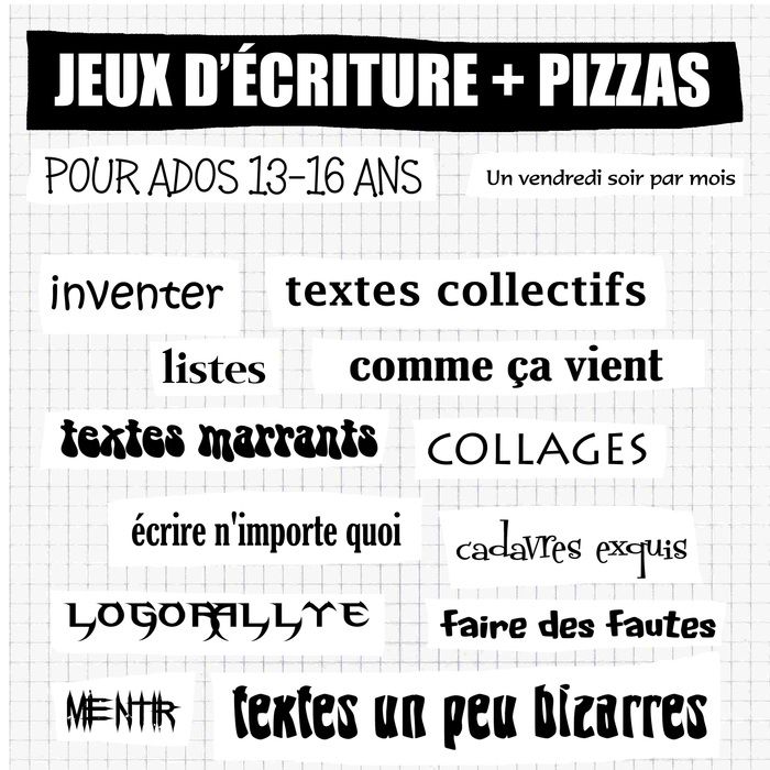 Atelier de fabrication de textes collectifs + pizza