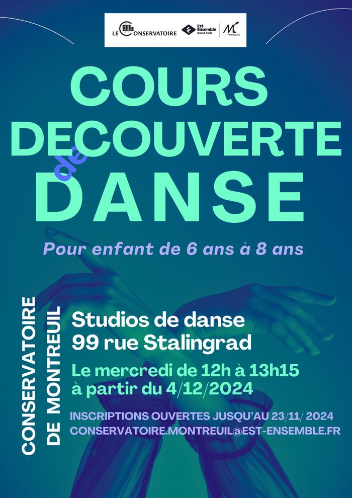 Votre enfant aime danser, découverte de la danse de 6 à 8 ans au conservatoire de Montreuil