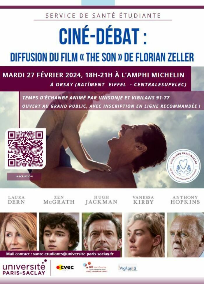 Le service de santé étudiante de l'Université Paris-Saclay propose un ciné-débat avec la projection du film « The Son » de Florian Zeller