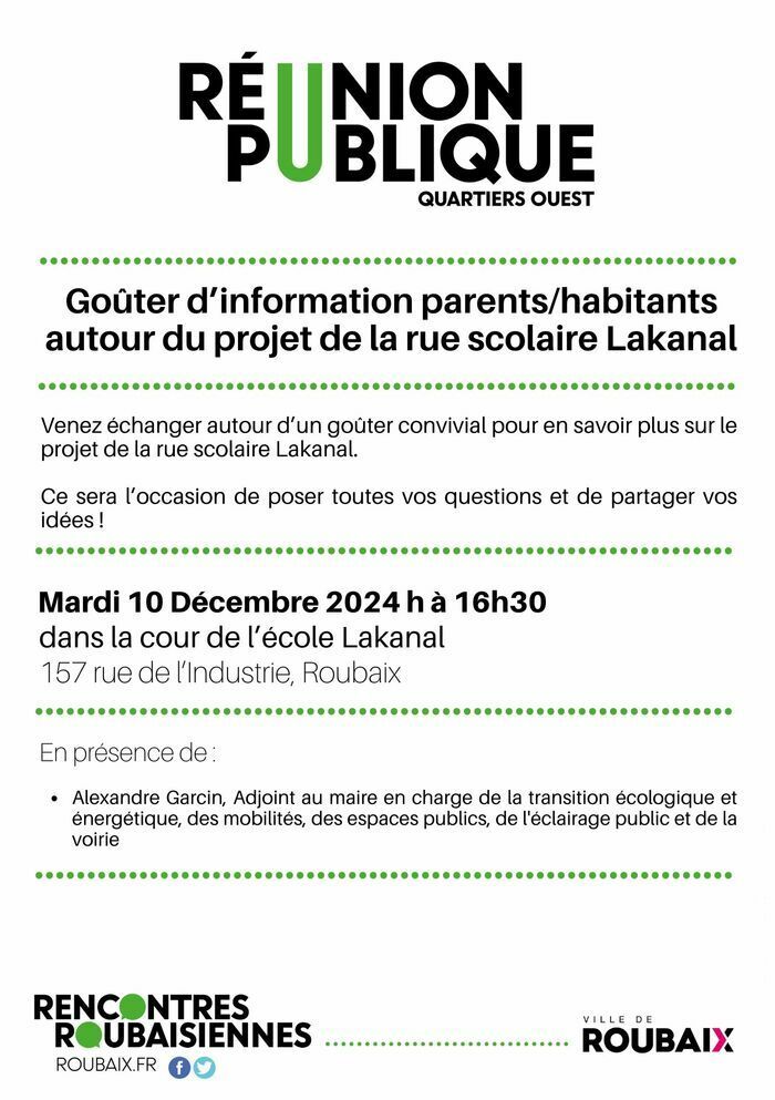 Goûter d’information parents/habitants autour du projet de la rue scolaire Lakanal