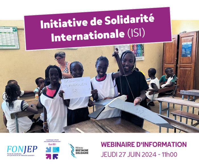 Le réseau Bretagne Solidaire présente le dispositif Initiative de Solidarité Internationale (ISI) du Fonjep, jeudi 27 juin à 11h00 [en ligne]