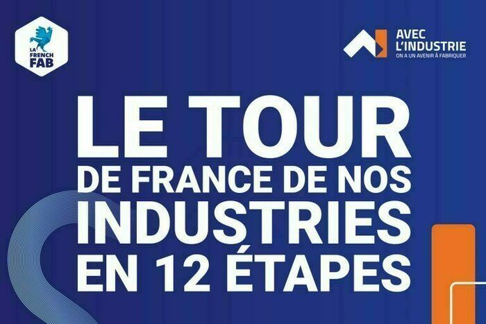 Avec l'Industrie et la French Fab sont fiers de vous dévoiler l'événement du Tour de France de nos industries. Durant trois mois, 12 régions de France seront parcourues en bus.