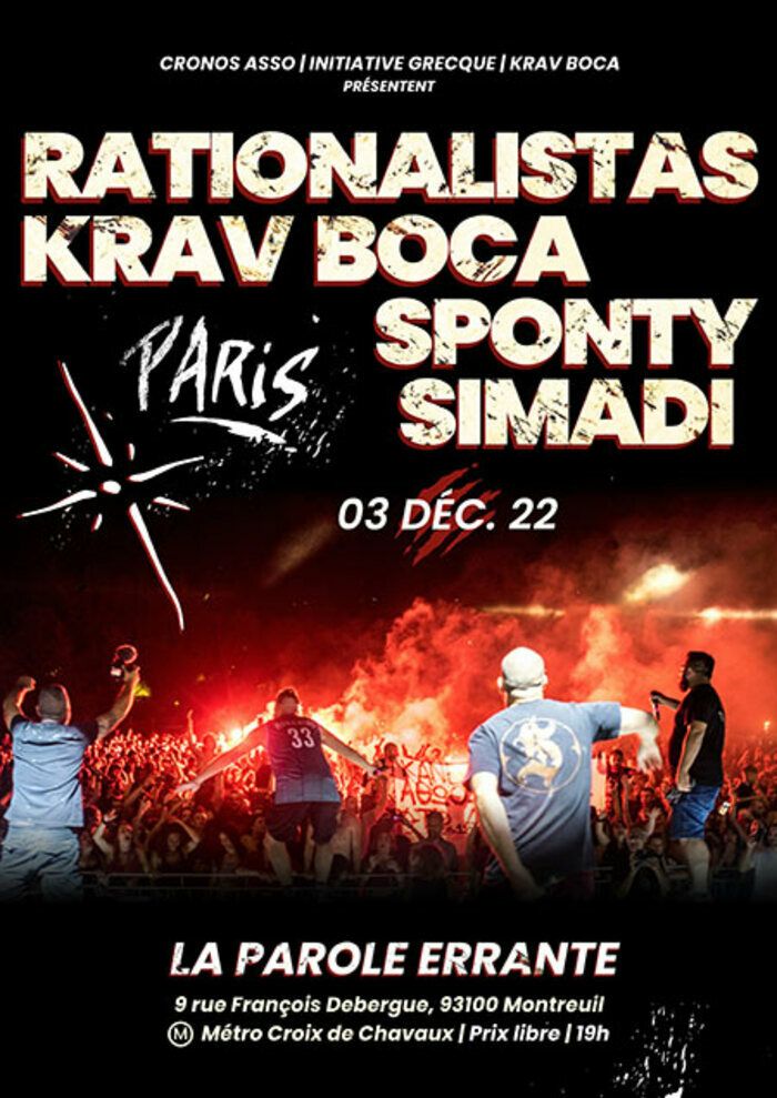 Concert en hommage à Vassilis Maggos, assassiné à l’âge de 26 ans par la police grecque le 14 juin 2020. Avec RATIONALISTAS + KRAV BOCA + SPONTY + SIMADI.