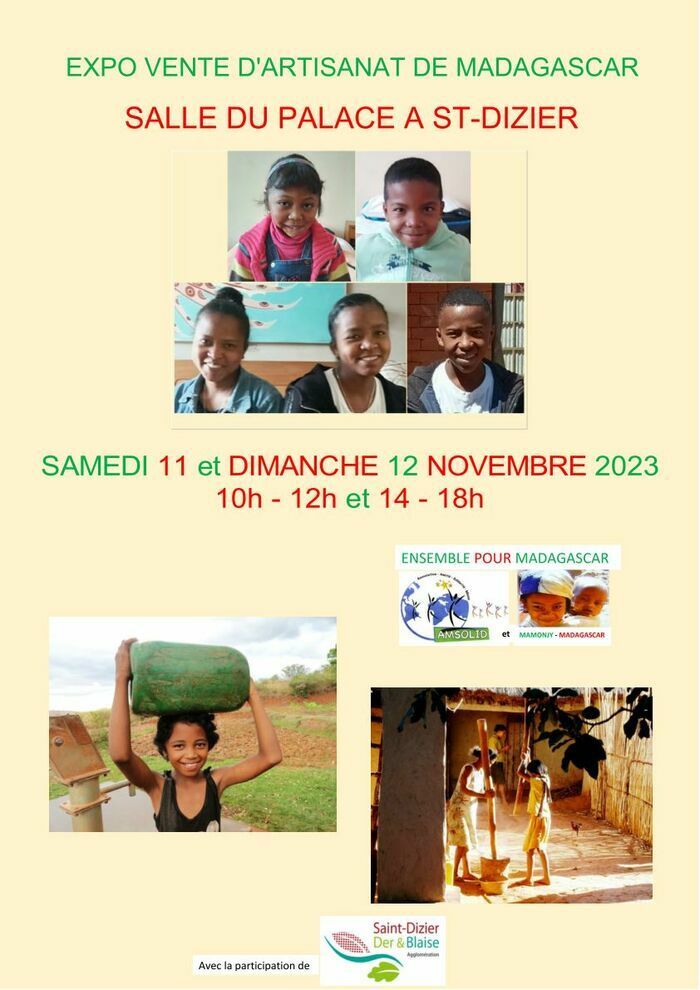 Amsolid et Mamonjy-Madagascar unissent leurs forces pour organiser cette exposition-vente d'artisanat de Madagascar pour communiquer sur leurs projets et collecter des fonds pour les mettre en œuvre.