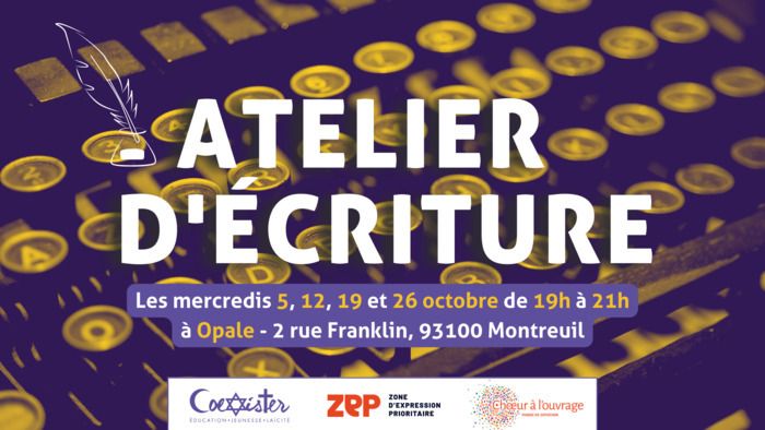 Participe à une aventure éditoriale inédite et inspirante en t’inscrivant aux ateliers d’écriture de la ZEP et Coexister !