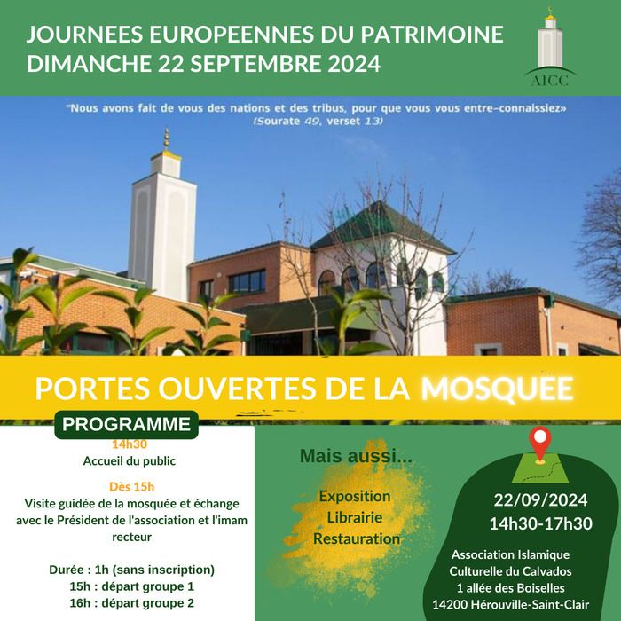 3 espaces à disposition :          1/ Expositions : « L’aventure de la langue arabe » et « Voici le Coran ».           2/ Librairie : distribution de livres, flyers, stylos.           3/ Restauration…