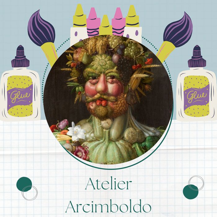 Ein Vermittler bietet Ihnen an, den Maler Arcimboldo nachzuahmen, der für seine vielen Porträts berühmt ist, die aus Pflanzen, Tieren oder kunstvoll angeordneten Objekten bestehen.