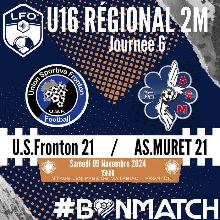 Rendez-vous le samedi 9 novembre à 15h00 pour voir nos U16 jouer contre Muret !!