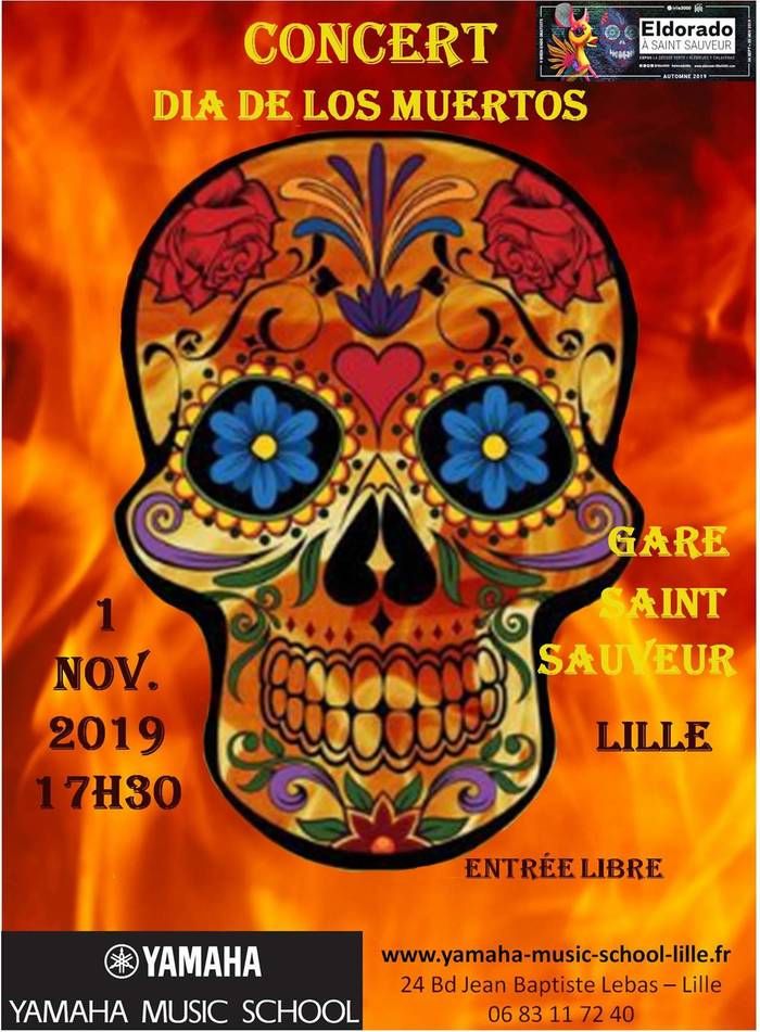 Concert en hommage à El Dia De Los Muertos par 20 élèves pianistes, guitaristes et chanteurs de Yamaha Music School Lille