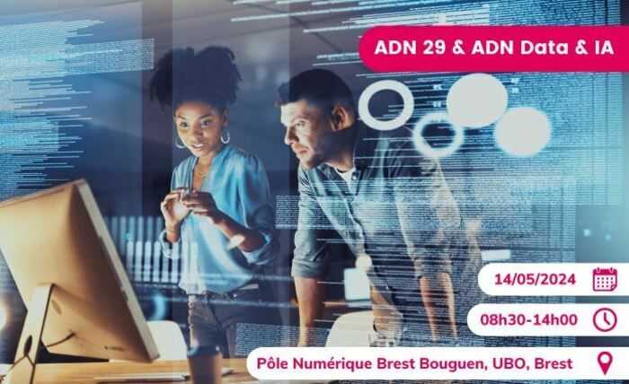 ADN Finistère et la communauté DATA & IA d’ADN Ouest vous invitent le 14 mai 2024 à l’UBO de Brest pour une matinale “Data & IA” afin d’échanger et de croiser les retours d’expériences.