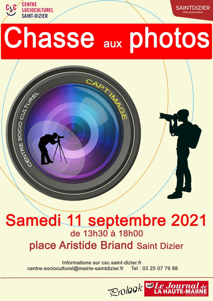 concours photos samedi 11 septembre, de 13h30 à 18h, 1 place Aristide Briand,ouvert à tous. Chaque équipe, composée de 1 ou 2 personnes, devra proposer au maximum 2 photos selon 2 thèmes tirés au sort