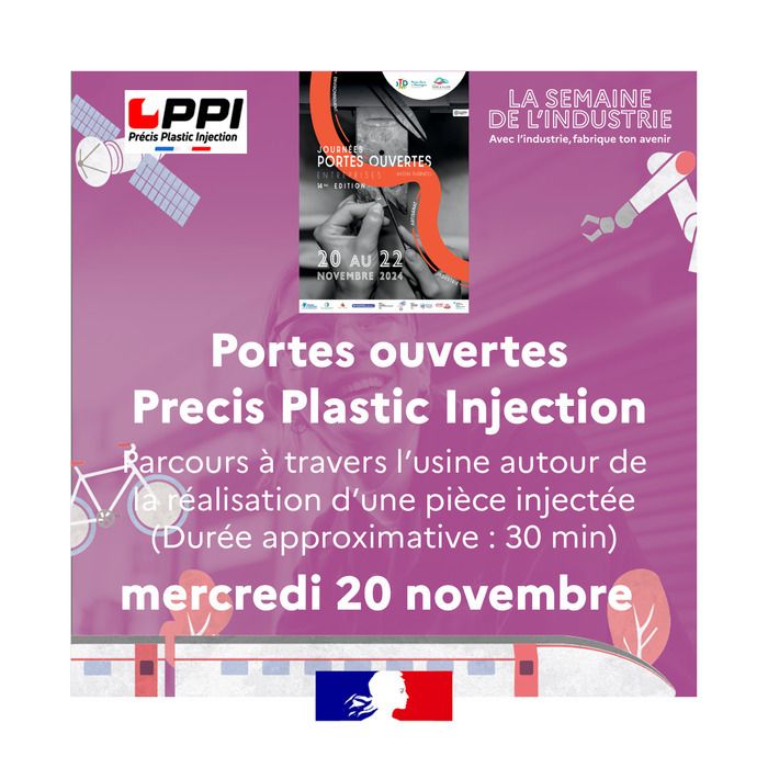 parcours à travers l’usine permettant de comprendre comment est réalisée une pièce injectée, passant par la mécanique et la réalisation de l’outillage jusqu’à la production et l’emballage de pièces.