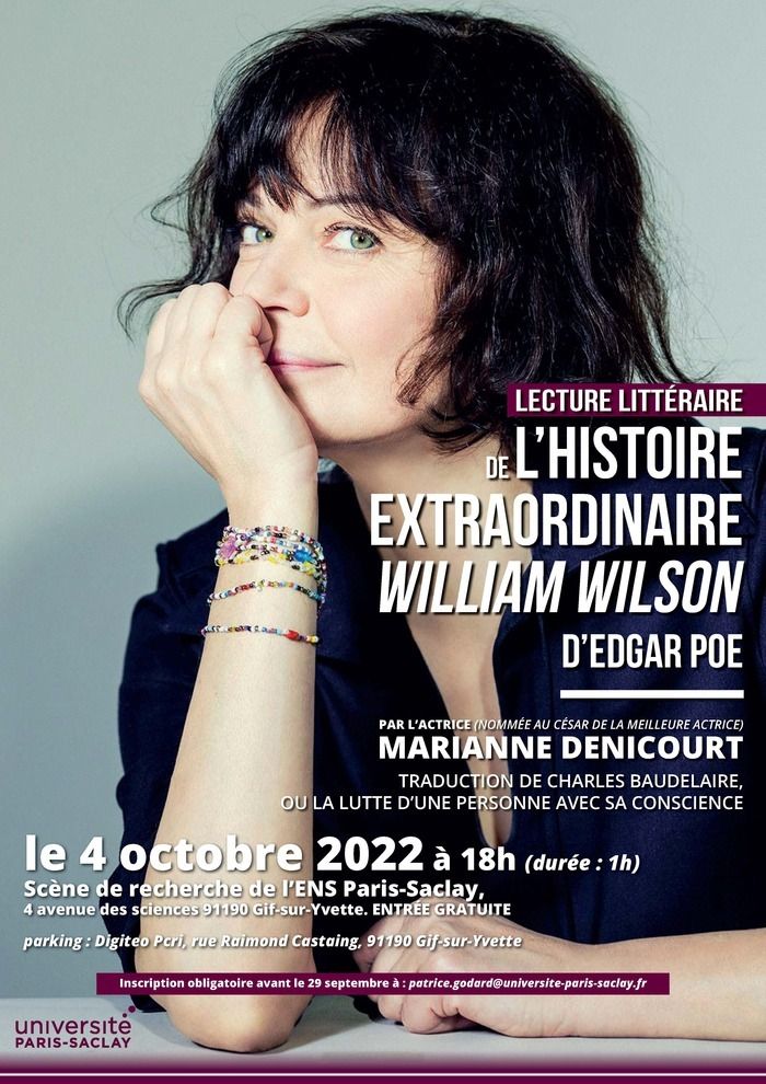 L'histoire extraordinaire William Wilson de Edgar Poe lue par l'actrice Marianne Denicourt.