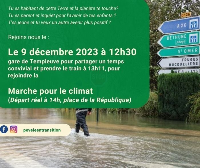 Rdv à 12h30 en gare de Templeuve pour prendre le train à 13h11 à destination de la Marche pour le Climat à Lille