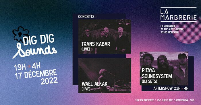 Une soirée qui fusionne les genres avec les réunionnais de Trans Kabar - entre musique maloya, rock et free-jazz, l’électro-chaabi de Waël Alkak et les sons exotiques du Pitaya Soundsystem.