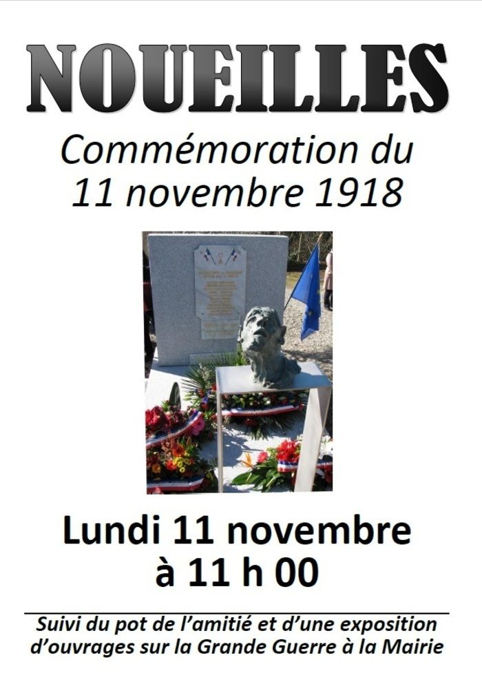 La commémoration de l'Armistice du 11 novembre 1918 sera célébrée le lundi 11 novembre à 11 heures.