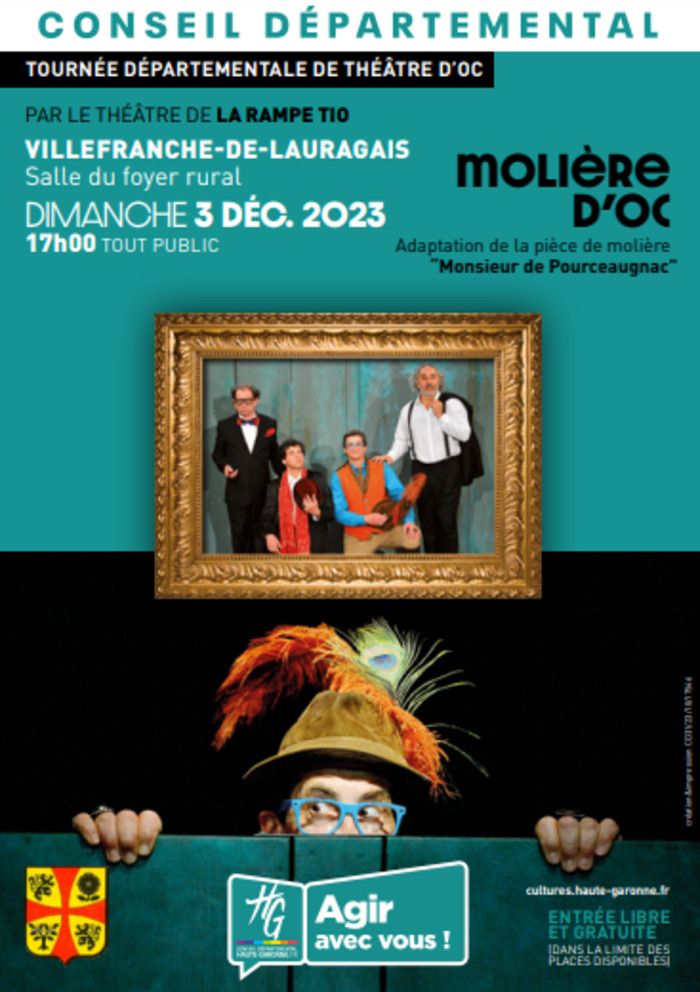 Représentation théâtrale en occitan « Molière d’Oc » adaptée de la pièce de Molière Mr. de Pourceaugnac. Spectacle bilingue oc et français / dispositif de surtitrage.