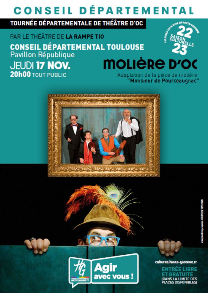 Représentation théâtrale en occitan « Molière d’Oc » adaptée de la pièce de Molière Mr. de Pourceaugnac. Spectacle bilingue oc et français / dispositif de surtitrage