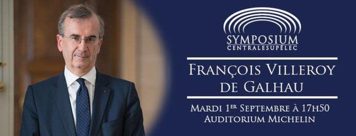 Bienvenue à François Villeroy de Galhau, gouverneur de la @banquedefrance , premier invité de la rentrée de l'association étudiante @SymposiumCS