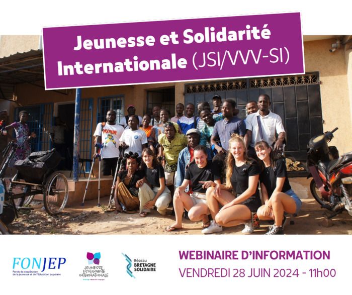 Le réseau Bretagne Solidaire présente les dispositifs JSI/VVV-SI du Fonjep, vendredi 28 juin à 11h00 [en ligne].