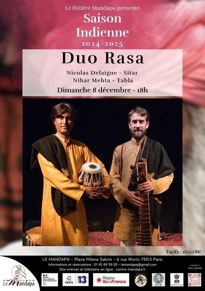 Le duo Rasa est aujourd’hui considéré comme une référence en Europe dans l’interprétation et l’enseignement de la musique classique de l’Inde du Nord, une expérience spirituelle et extatique.