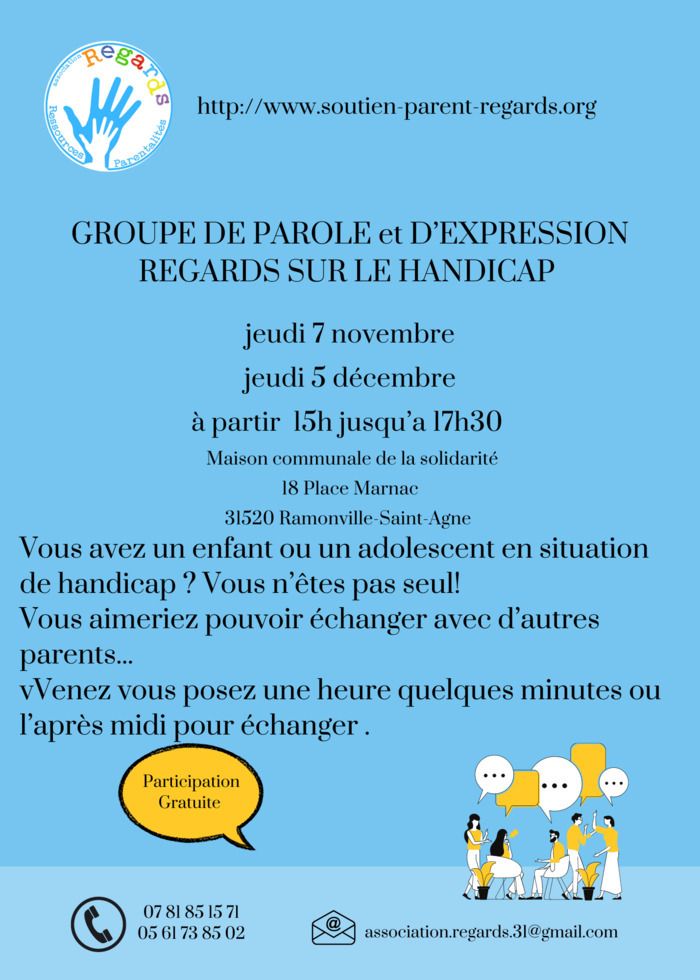 Vous avez un enfant ou un adolescent en situation de handicap ? Vous n'êtes pas seul ! Venez échanger avec d'autres parents