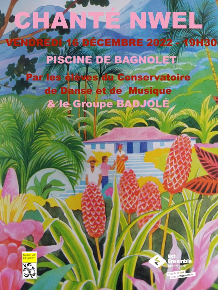 Au milieu des usagers de la piscine les élèves du conservatoire  de Bagnolet, accompagnés du groupe professionnel BADJOLE , nous offrent une soirée de noël aux couleurs caraïbéennes des Antilles