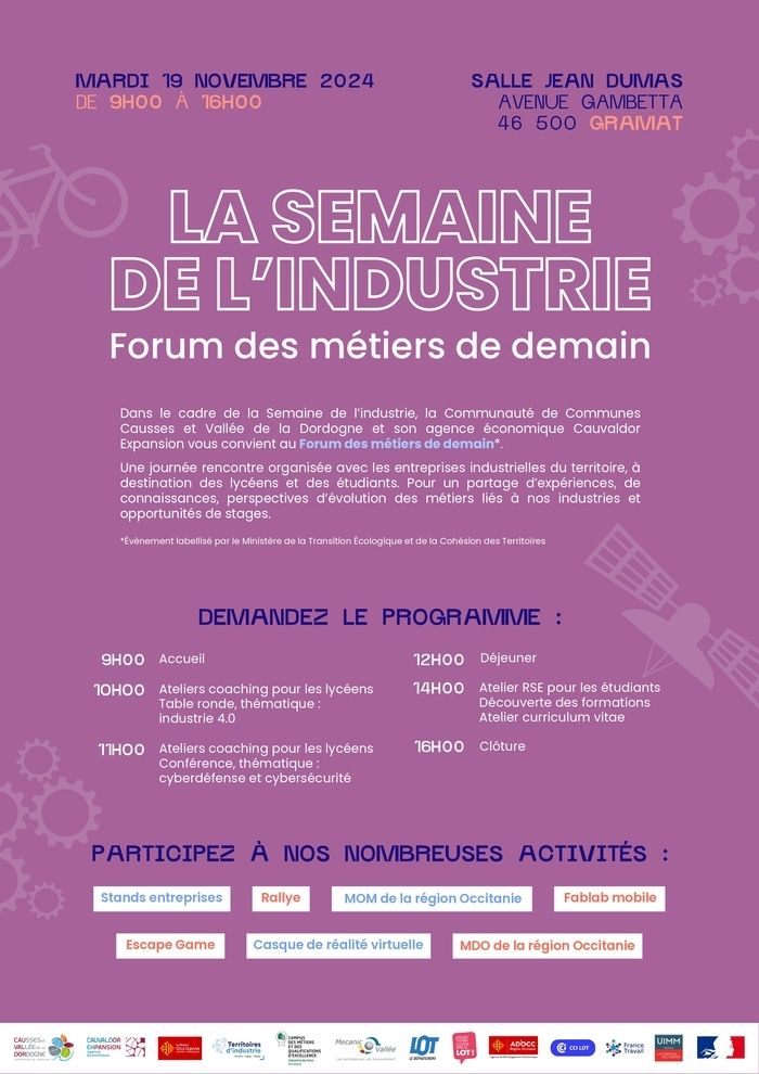 Cauvaldor Expansion organise le 1er Forum des métiers de demain. Un partage d’expériences, de connaissances, perspectives d’évolution des métiers liés à nos industries et opportunités de stages.