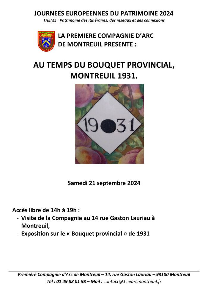 Présentation d'une exposition sur le Bouquet Provincial organisé à Montreuil en 1931, en lien avec l'exposition sur le sport en banlieue organisée par le Musée de l'Histoire Vivante de Montreuil.