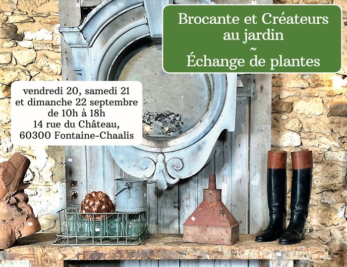 Brocante, vente d’objets artisanaux, échanges de plantes, musique live et restauration sur place dans la cour de la ferme du château de Fontaine Chaalis