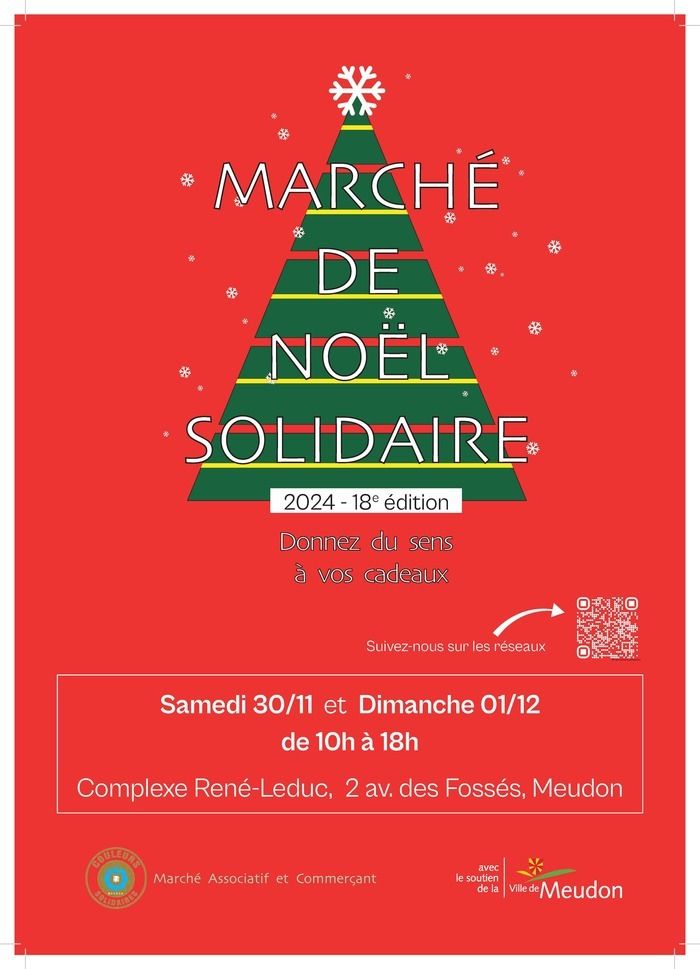 Venez donner du sens à vous cadeaux au Marché de Noël Solidaire de Meudon à l'espace René Leduc le samedi 30 Novembre et le dimanche 1er Décembre