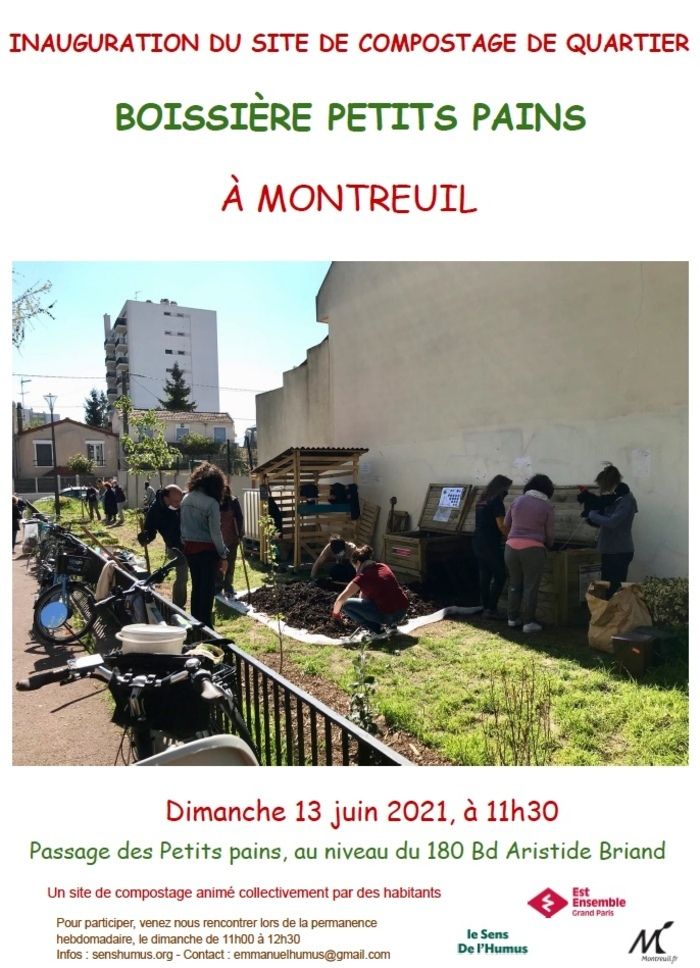 Inauguration du site le dimanche 13 juin à 11h30, Passage des petits pains, au niveau du 180 Boulevard Aristide Briand, à Montreuil.