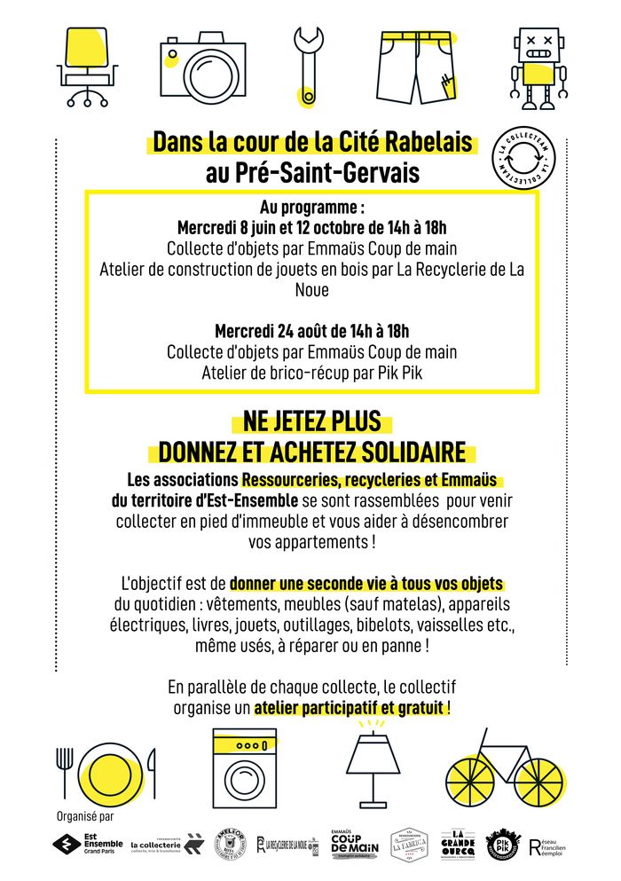 Collecte en pied d'immeuble et ateliers de création à la Cité Rabelais.