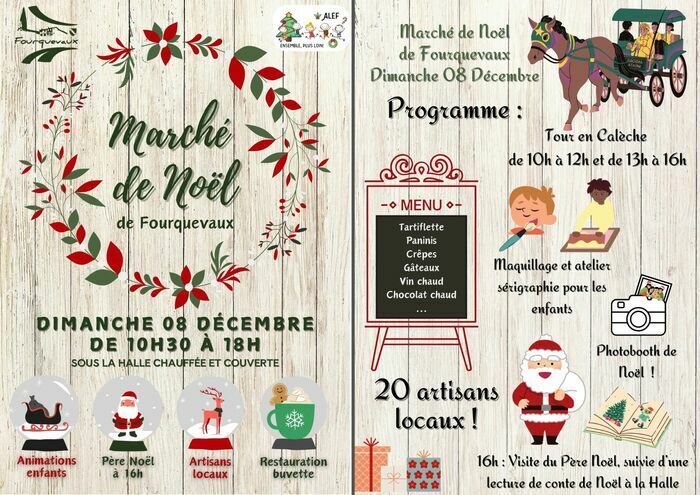 Marché de Noël de Fourquevaux le Dimanche O8 Décembre de 10h30 à 18h. avec 20 artisans locaux et animations pour petits et grands !