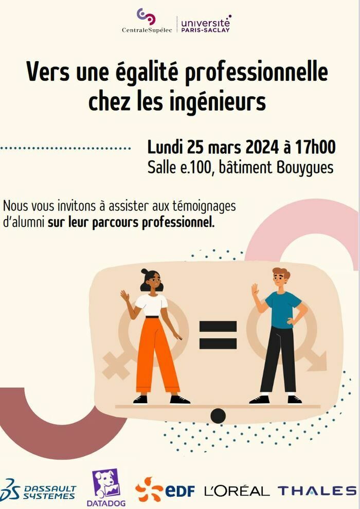 Des alumni d’entreprises partenaires (Dassault Systèmes, Datadog, EDF, l’Oréal et Thalès) viendront échanger avec le personnel et les étudiants