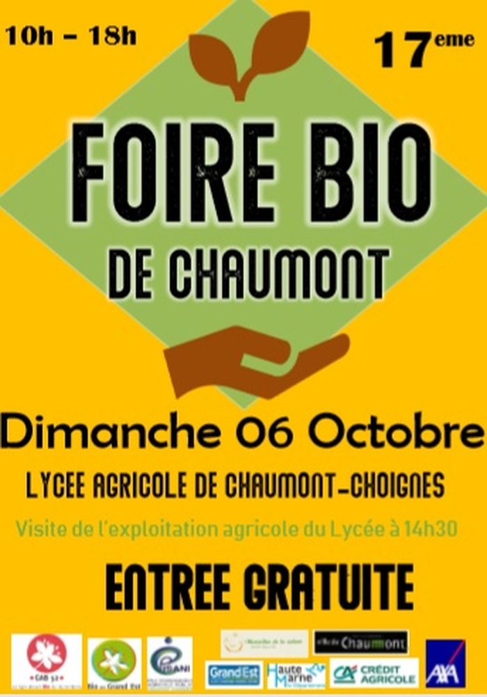 DIMANCHE 06 OCTOBRE 2019 de 10h à 18h Au Lycée Agricole de Chaumont-Choignes Entrée LIBRE ET GRATUITE    Retrouvez + de 40 exposants locaux, régionaux et de tout le Grand-Est.