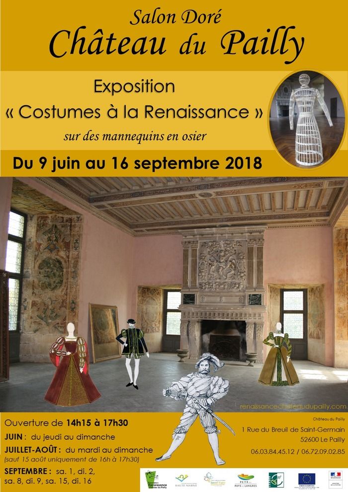 Personnages historiques du château au 16ème siècle présentés sur des mannequins en osier