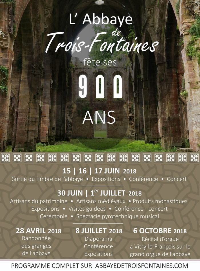 Artisans médiévaux, artisans du patrimoine, produits monastiques. Visites guidées, jeu de piste, conférence, expositions, cérémonie, spectacle pyrotechnique. Programme sur abbayedetroisfontaines.com