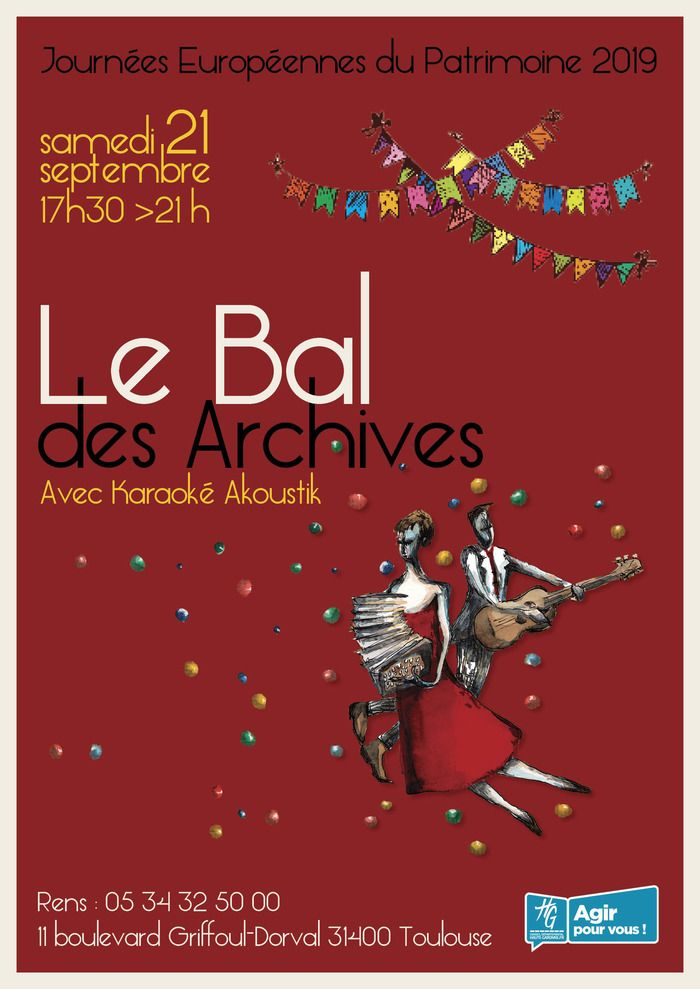 Quoi de mieux qu’un bal pour s’amuser et fêter ensemble le Patrimoine ? L’équipe des Archives de Haute-Garonne vous accueille autour d’un apéritif chantant et dansant  le samedi 21 septembre à 17h30 !