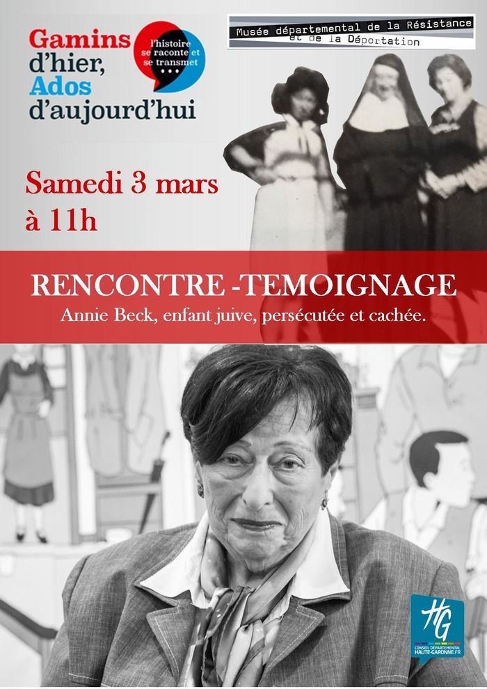 Elle avait 17 ans quand elle a échappé à la Déportation. Enfant cachée pendant l’occupation, Annie Beck a aujourd’hui 92 ans. Le Musée vous propose une rencontre exceptionnelle le samedi 3 mars à 11h…